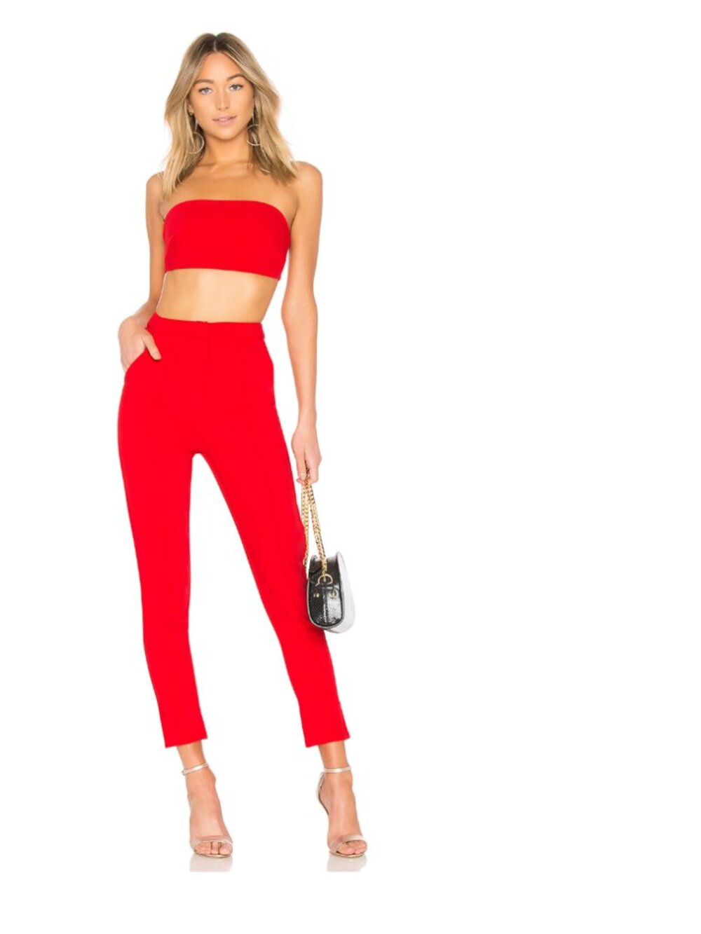 Superdown Remy Red Bandeau Pant Set - S- Two Piece Matching Set